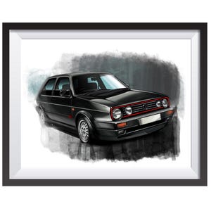 Impression de dessin d'art de voiture Golf GTi Mk2