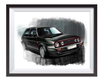 Disegno e stampa dell'auto Golf GTi Mk2