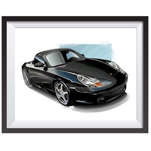 Porsche Boxster car art digital drawing print by Adrian Dewey