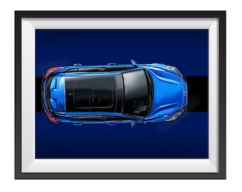 Ford Focus ST-line digital art drawing print by Adrian Dewey