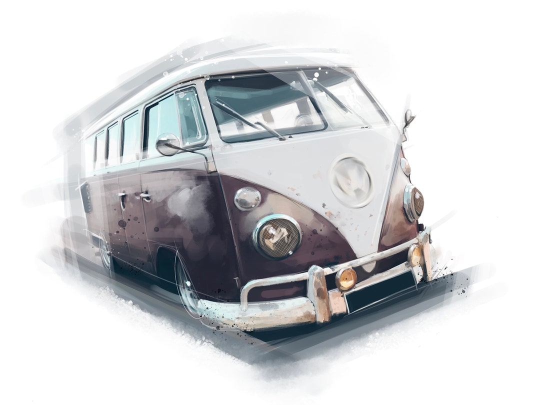 Campervan Art Drawing Print Etsy