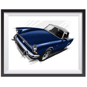 Triumph Sunbeam classic car digital art drawing print by Adrian Dewey
