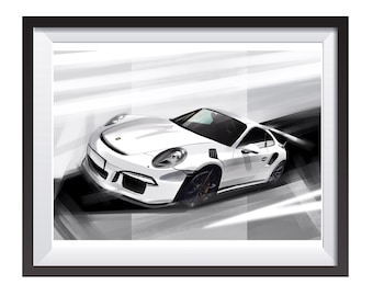 ポルシェ911 GT3 RSの車のイラスト - Etsy 日本