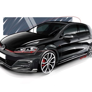 Golf GTi Mk7 car art drawing print
