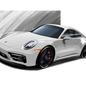 Stampa di disegno artistico digitale Porsche 911 Carrera4 GTS di Adrian Dewey