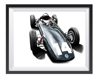BRM P-578 1962 Formula 1  digital art F1 car drawing print by Adrian Dewey
