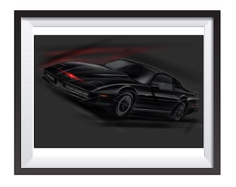 K.I.T.T Knight Rider Pontiac Firebird digital art drawing print by Adrian Dewey