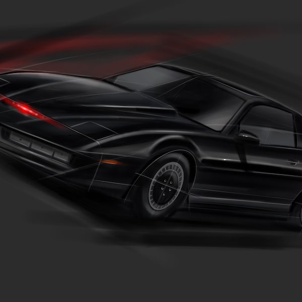 K.I.T.T Knight Rider Pontiac Firebird digital art drawing print by Adrian Dewey