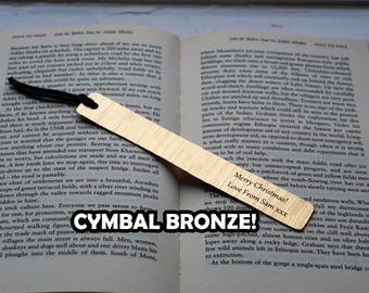 Personalisierte Zimbeln Lesezeichen in Bronze - Handgemachtes Musiker Geschenk