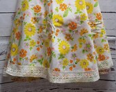 vintage hand made round floral tablecloth with crochet trim, kitchen, dining, table linens, boho, farmhouse, 1970 39 s