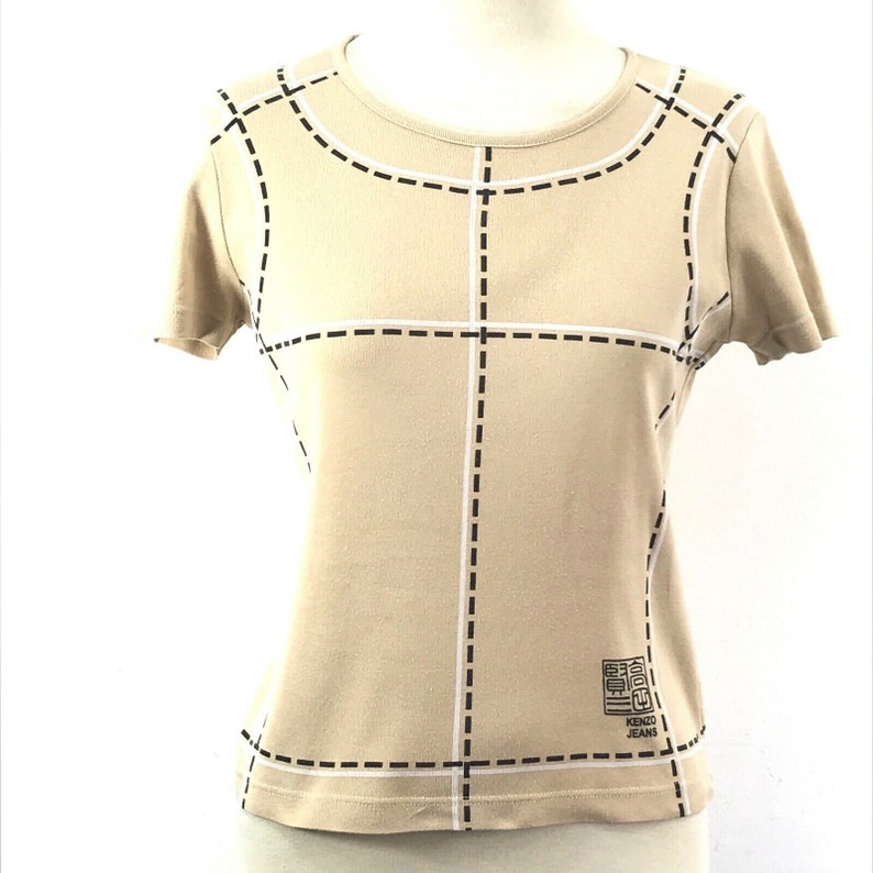 M label It 8 US KENZO tan brown logos T-SHIRT sz