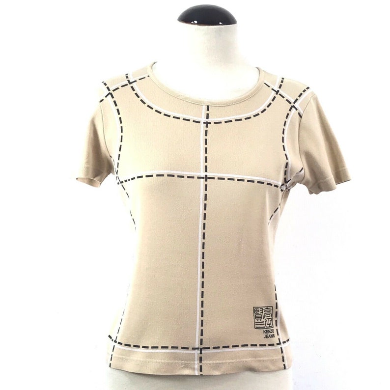 M label It 8 US KENZO tan brown logos T-SHIRT sz