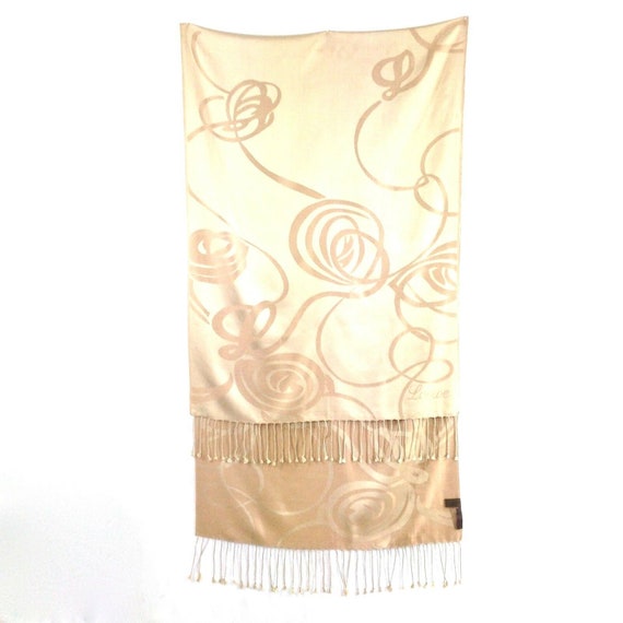 Loewe beige thick silk reversible big scarf shawl