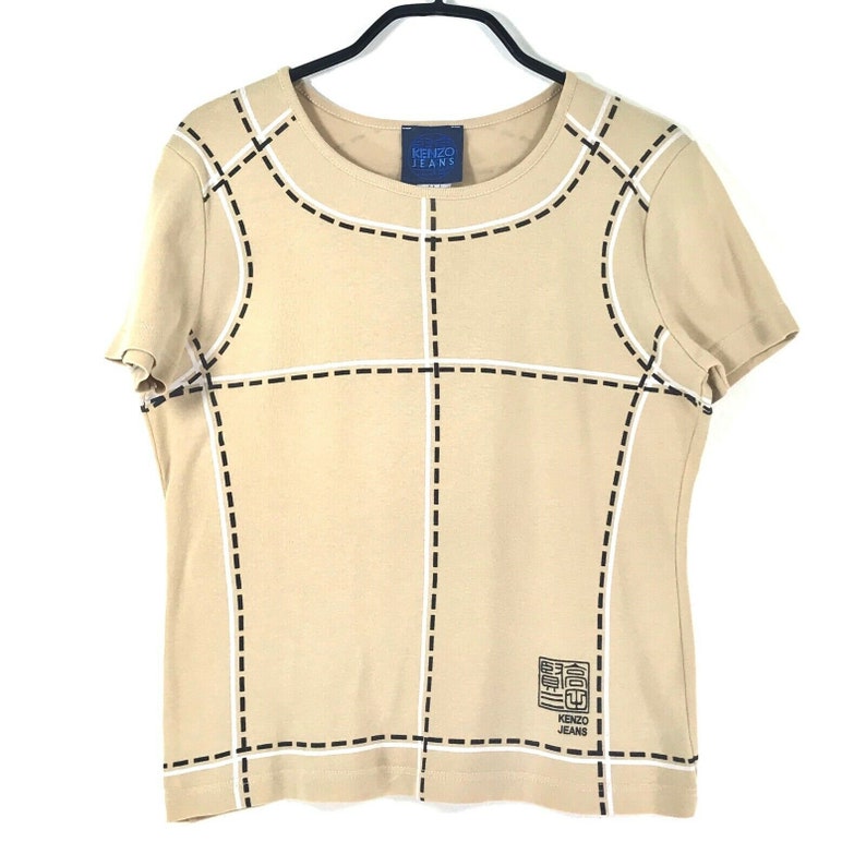 M label It 8 US KENZO tan brown logos T-SHIRT sz