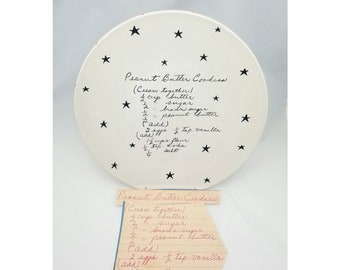 family recipe plate / handwriting dish / handwriting plate / memorial gift / remembrance gift / dinner plate / pie plate / recipe transfer