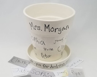 teacher gift flower pot with names of students / class gift / large ceramic flower pot / teacher appreciation / social distancing gift