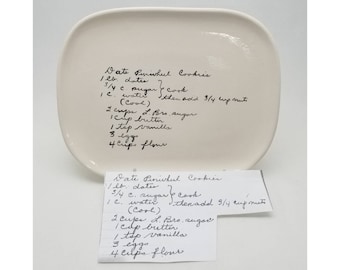 snack plate / catch all plate / family recipe plate / small dish / handwriting dish / handwriting plate / memorial gift / remembrance gift