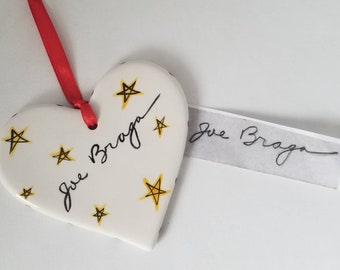 hanging heart ornament / handwriting transfer / signature transfer / memorial gift / remembrance gift / sympathy gift / christmas ornament