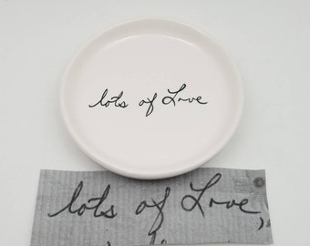 jewelry dish with handwriting / handwriting plate / handwriting dish / ring dish / sympathy gift / gift for loss/ memorial gift / grief gift