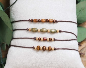 Delicate wooden beaded bracelets, boho, dainty natural bracelet, small beads, combinable, natural jewelry, minimalist, vegan