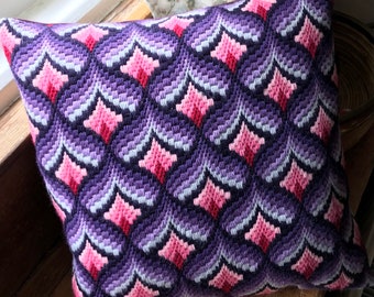 Bargello Needlepoint Cushion Kit: Appletons Wool, Velvet Backing (16")