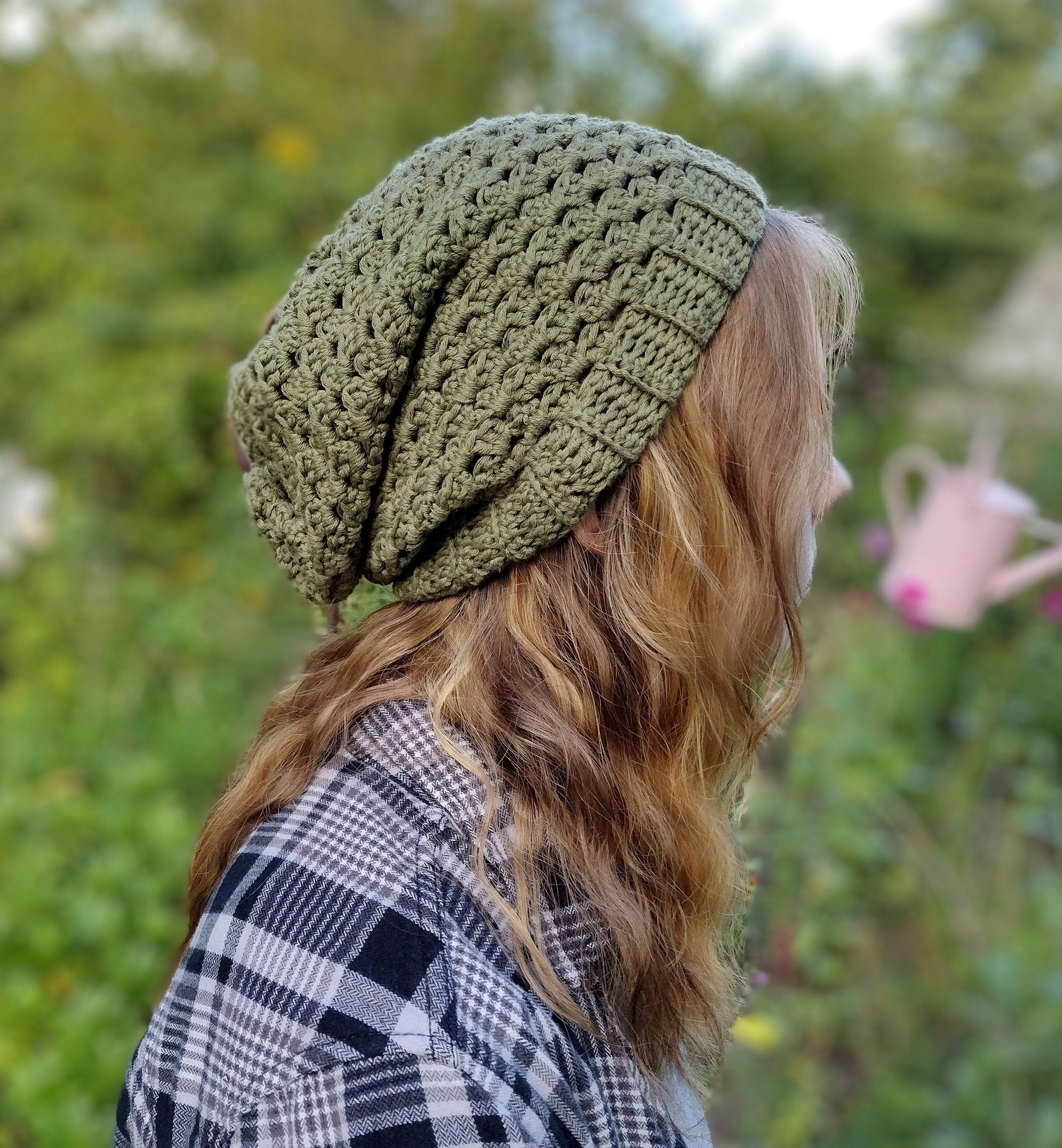 4 Pieces Crochet Slouchy Beanie Hat Handmade Summer Hats for Women Handmade Crochet Slouchy Beanie Hat Set for Women - Floral  main image 3