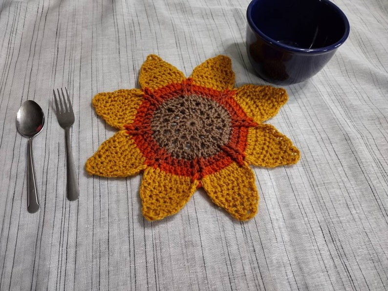 Sunflower Placemat Crochet Pattern Crochet Placemat Sunflower Home