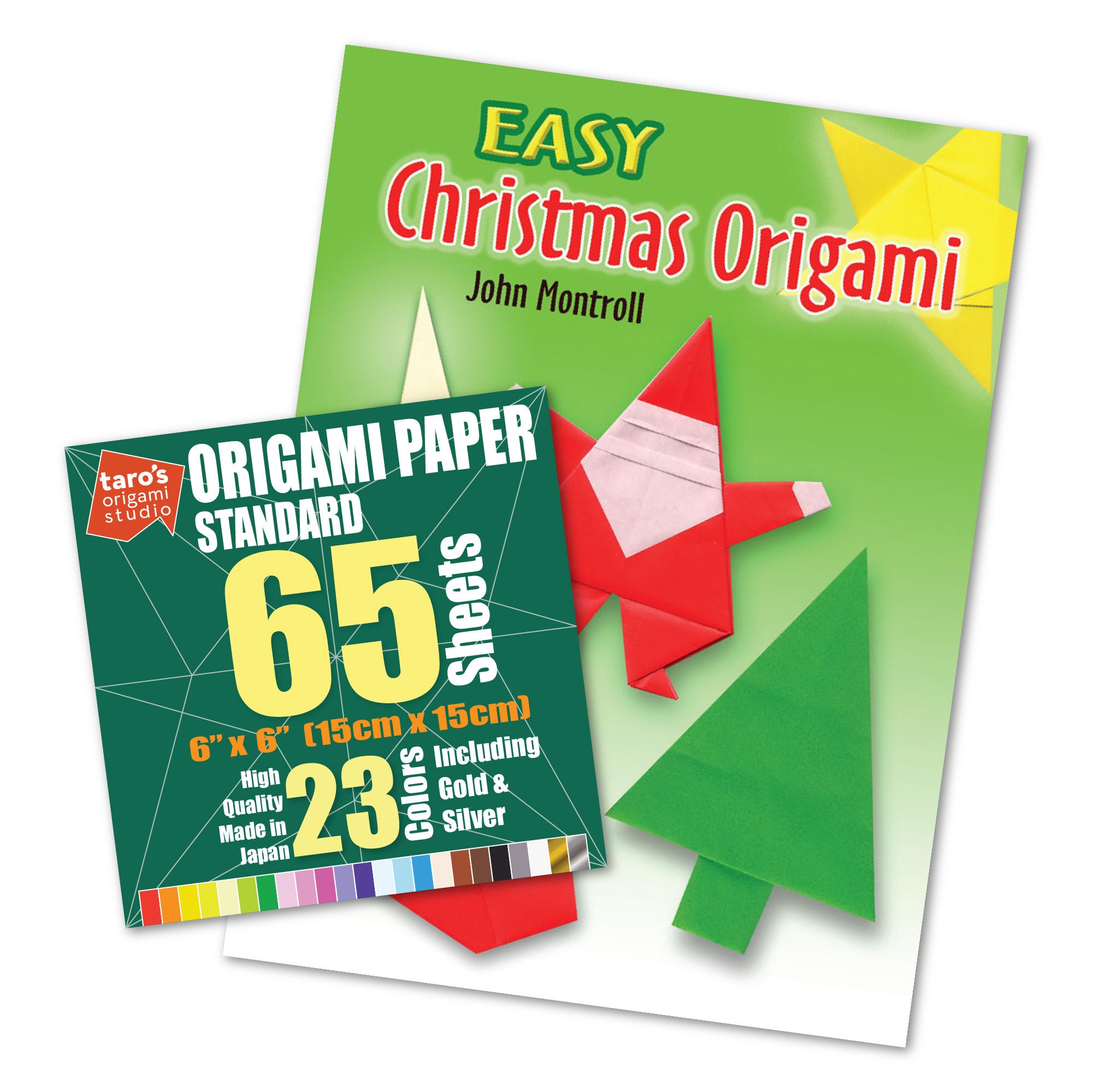 [Taro's Origami Studio] Large 10 inch One Sided 50 Colors 50 Sheets Square Easy Fold Premium Japanese Paper for Beginner (Gold and Silver Included)