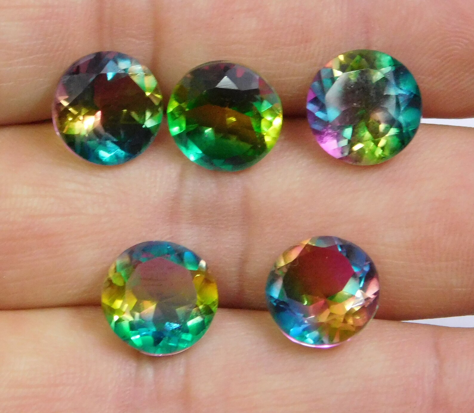 Watermelon Quartz 12x12mm Round Shape Stone Faceted Etsy Ireland