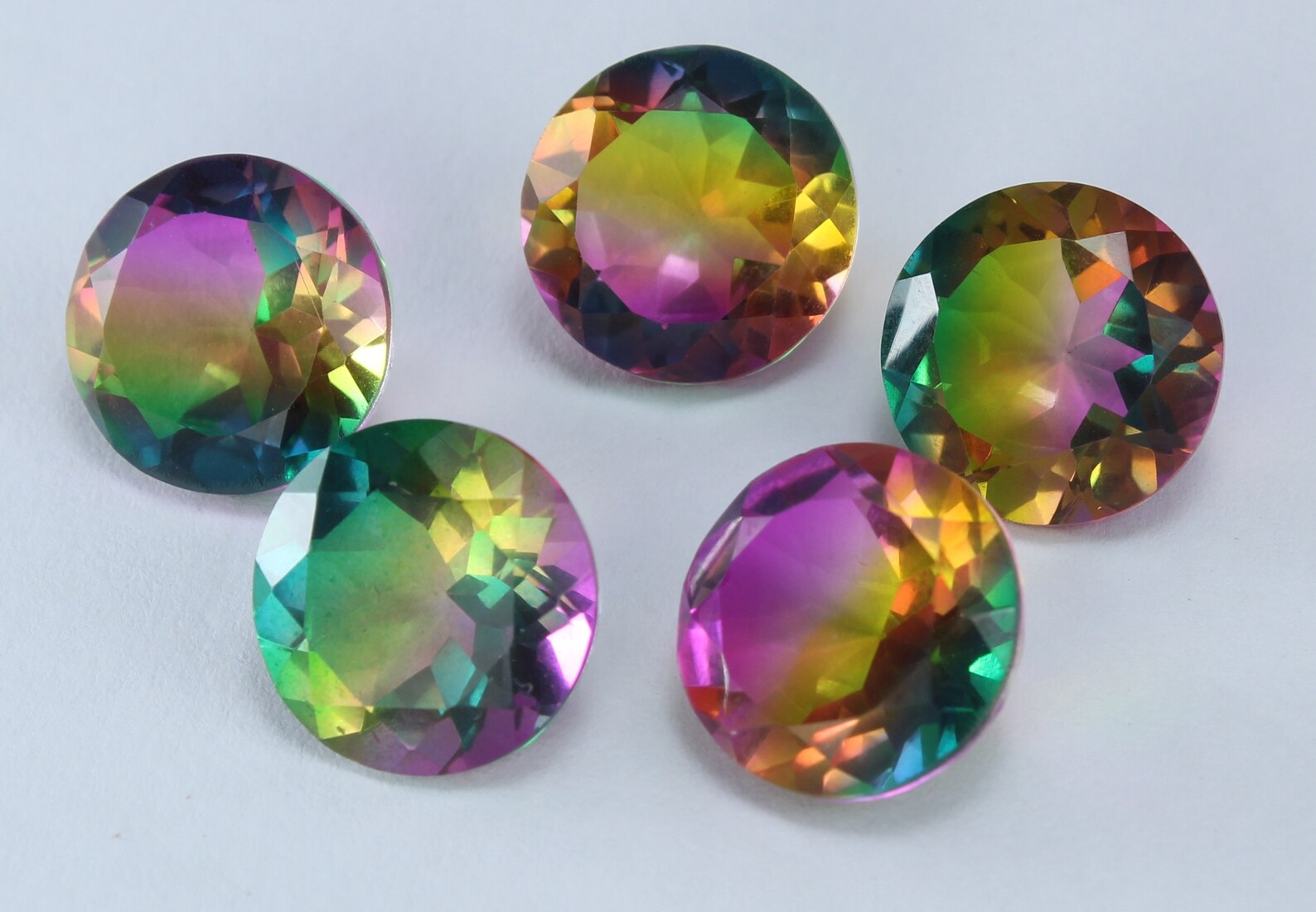 Watermelon Quartz 12x12mm Round Shape Stone Faceted Etsy Ireland