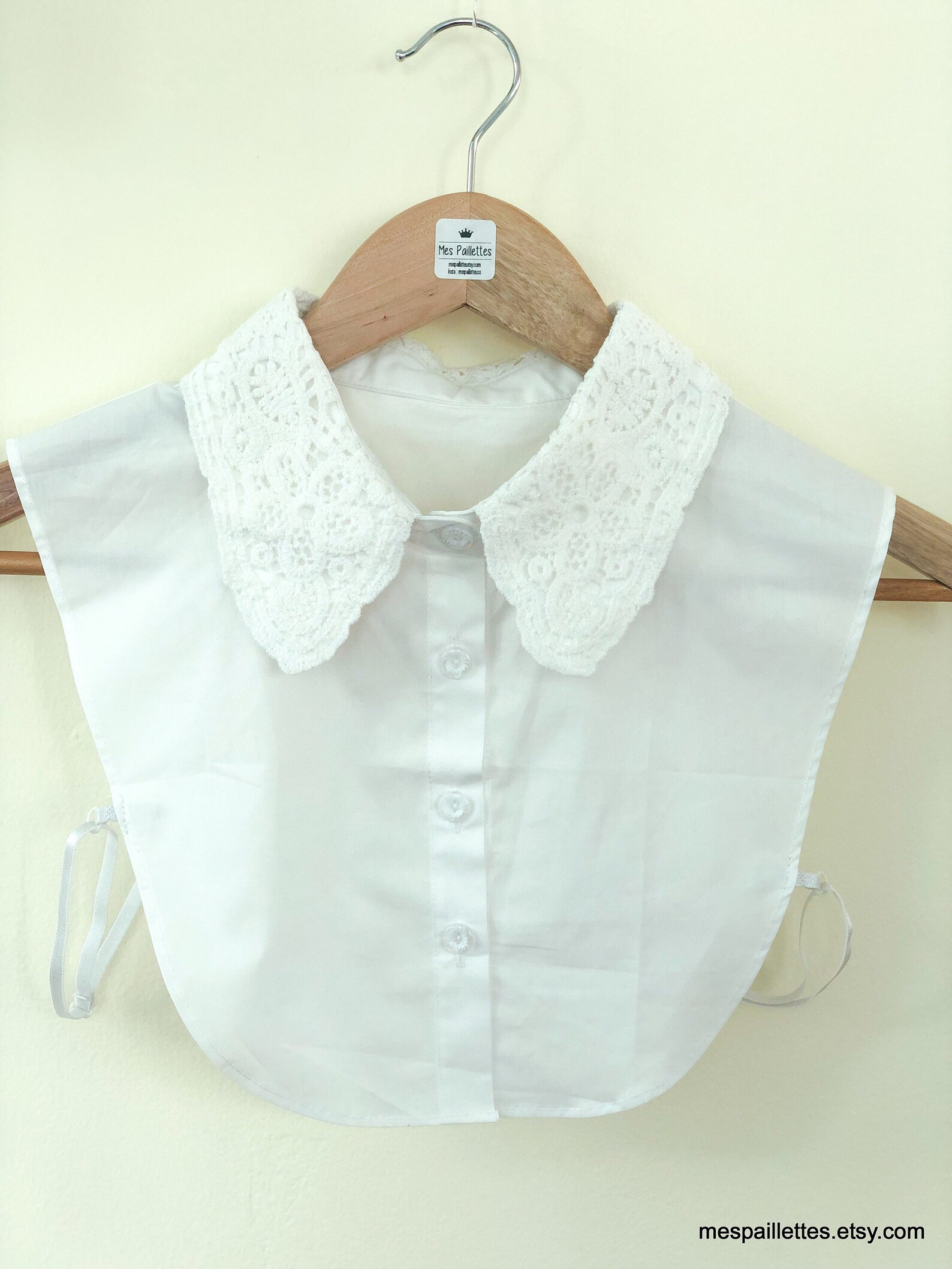 Cuello blanco falso Cuello de media camisa Etsy