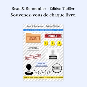 Stickers Journal Lecture Polar Thriller | Suivi de Lecture |Book Tracker Enquête | Cadeau Lecteur Polar | Analyse Roman