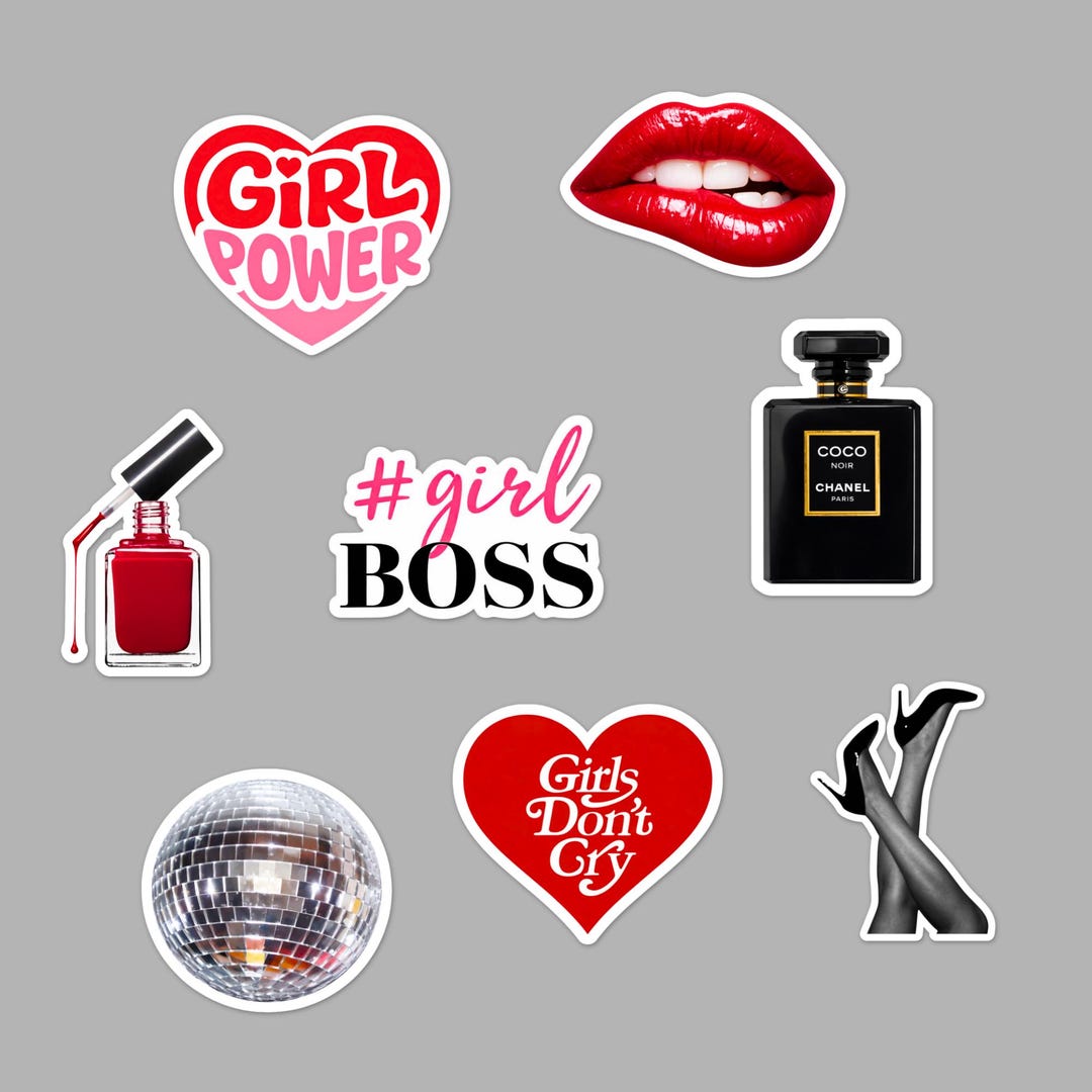 Girl Boss Stickers Pack of 8, Feminine Aesthetic Die Cut Stickers ...