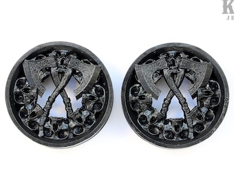 A Pair of Viking Glory BLACK Earplugs. Unique Ear Tunnels