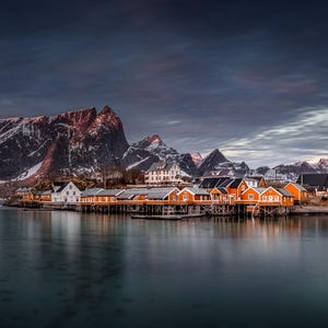 Norway Purple Sunrise Wall Art | Arctic Landscape Photography | Alpine Glow Mountain Scene |Nordic Nature Home Decor | Lofoten Islands Print