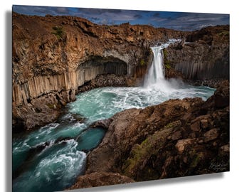 Iceland Waterfall Print: Aldeyjarfoss Basalt Landscape, Nordic Wall Art