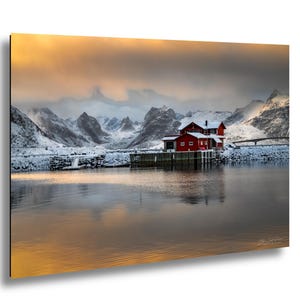 Impresión de un atardecer invernal en Lofoten, Noruega: fotografía de paisajes nórdicos