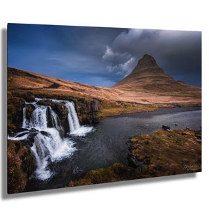 Kirkjufellsfoss Waterfall | Iceland Wall Art Moody Landscape Photography Print Dramatic Nature Decor | Waterfall Iceland Prints | Rainy Day