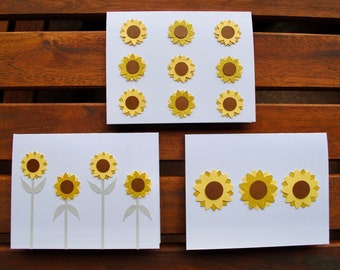 Sunflower Greetings card set- Custom Greeting Card- Thinking of you- Thank you card pack- Card set Blank on the Inside- Note Cards set of 3