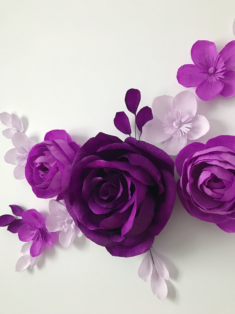 Paper Flower Wall Decoration Nursery Paper Flowers Wall Etsy