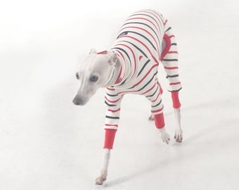 hosh Macaron Stripe Romper Ivory for Italian greyhound