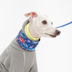 Italian Greyhound Half‑Choke Collar | Camo Dot Collar | Padded Air‑Mesh Dog Collar in Red-Dot, Blue-Dot by hosh