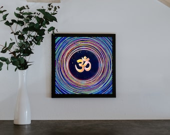 Om Yoga and Meditation art prints | Home decor | Yoga studio frame | Om cosmic symbol frame - Digital artwork