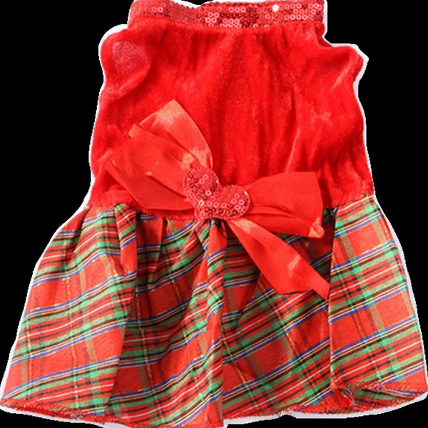 Pet Palace® Red Tartan Princess Plaid Dress for Pooches proud of their heritage