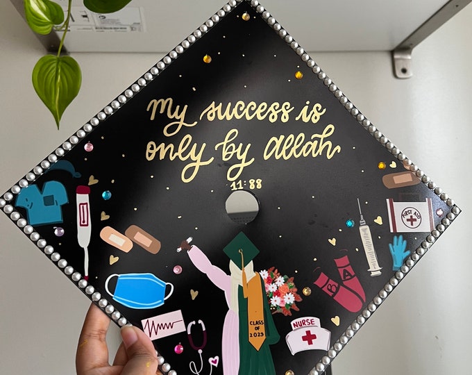 Custom Hijabi Muslim Graduation Cap - Hand Painted Cap - 3D ...