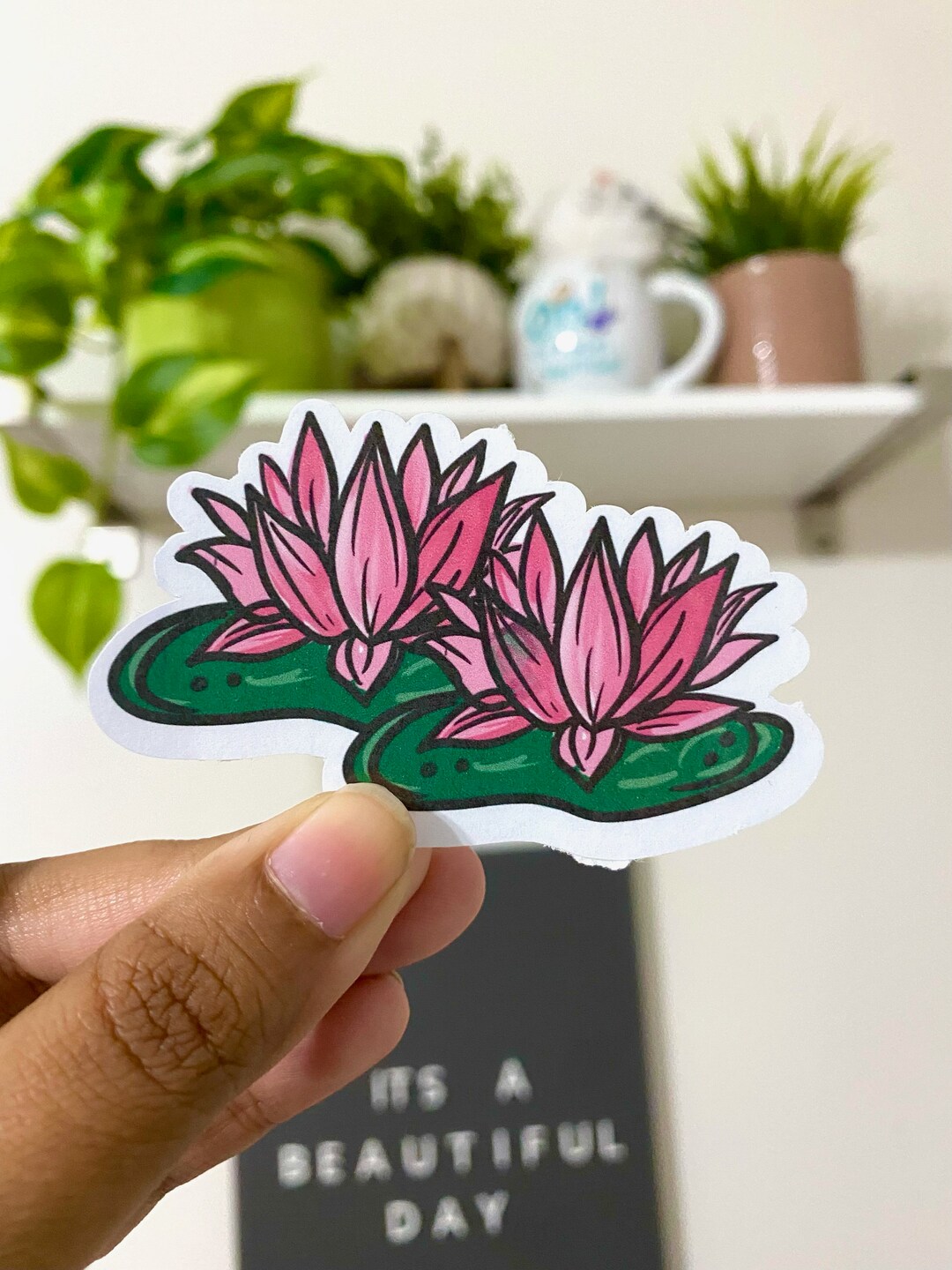 Shapla/water Lily Sticker Bangladesh National Flower/bengali Sticker/bengali Pride/floral
