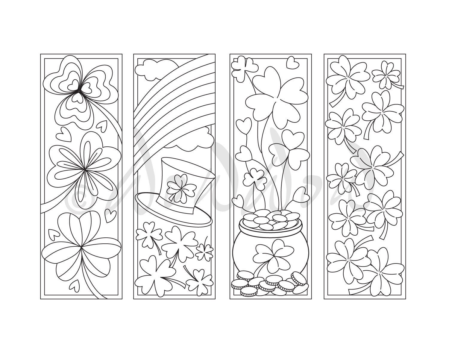 st patrick s day bookmarkscoloring bookmarks shamrock etsy