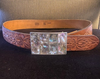 Vintage Stamped Leather Belt