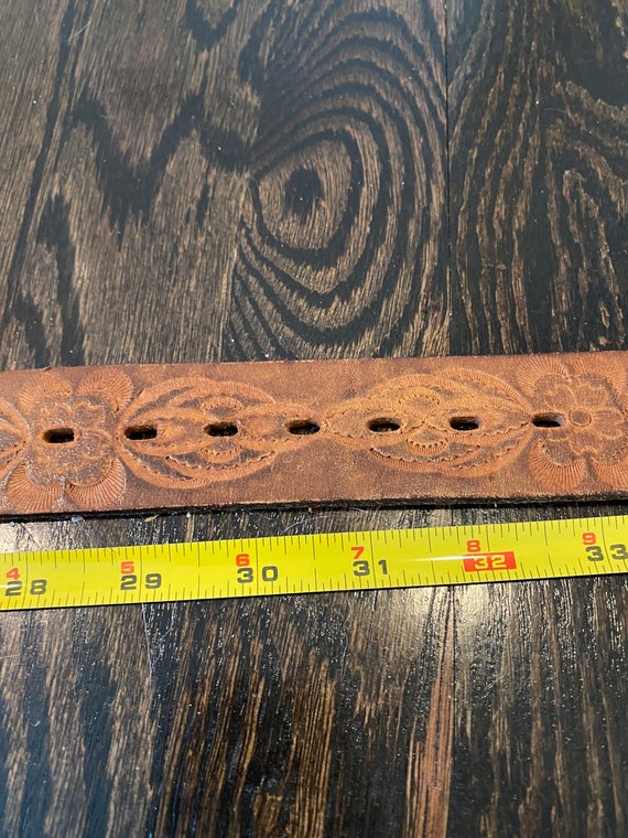 Vintage Stamped Leather Belt - image 4