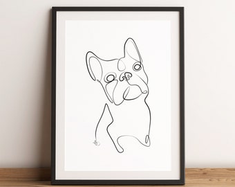 Boston Terrier Single Line Illustration, Boston Terrier, Dog Wall Decor, Abstract Pet Drawing, Boston Terrier Art,Digital Line Art Drawing
